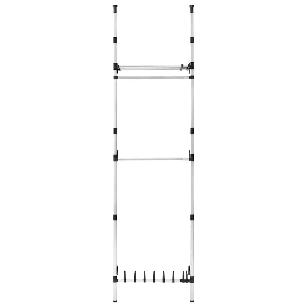 321114 vidaXL Telescopic Wardrobe System with Rods and Shelf Aluminium