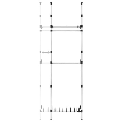 321114 vidaXL Telescopic Wardrobe System with Rods and Shelf Aluminium