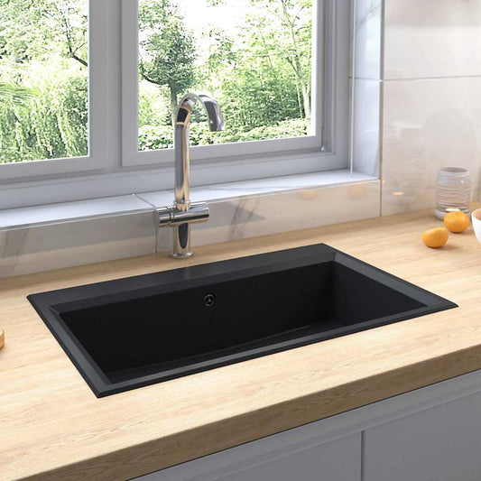 vidaXL Kitchen Sink Black 79 x 50 x 31 cm Granite