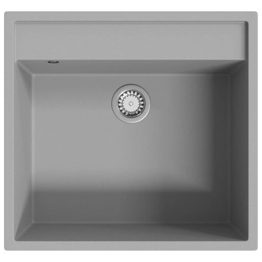 vidaXL Kitchen Sink with Overflow Hole Grey Granite