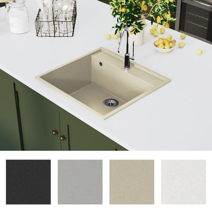 vidaXL Kitchen Sink with Overflow Hole Beige Granite