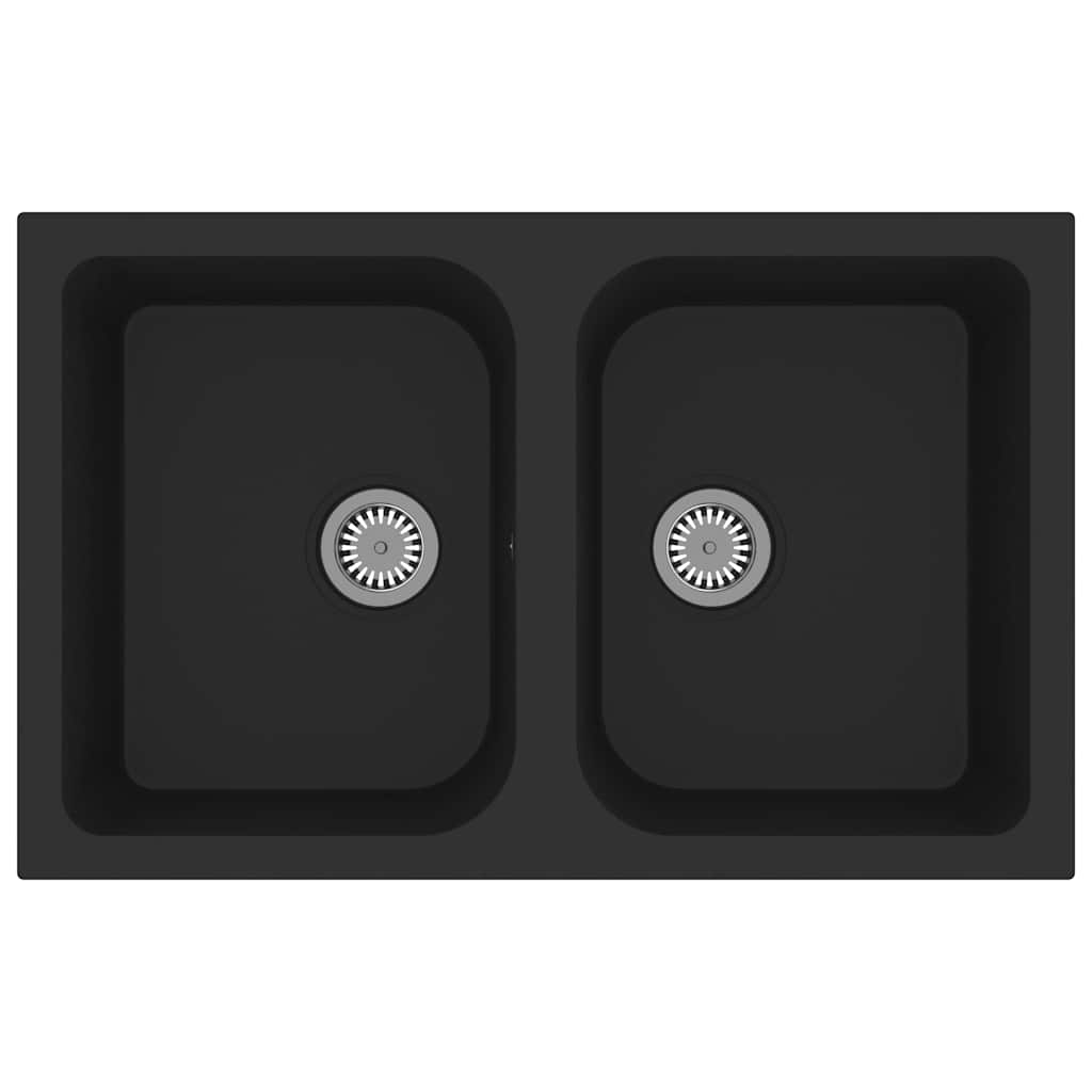 vidaXL Kitchen Sink Black 76 x 48 x 30 cm Granite