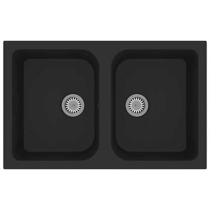 vidaXL Kitchen Sink Black 76 x 48 x 30 cm Granite