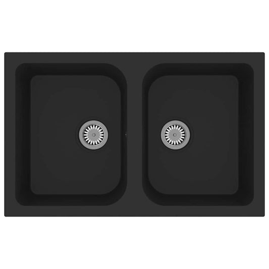 vidaXL Kitchen Sink Black 76 x 48 x 30 cm Granite