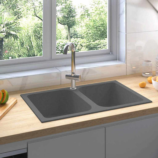 vidaXL Kitchen Sink Grey 76 x 48 x 30 cm Granite