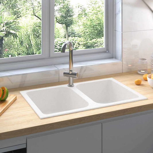 vidaXL Kitchen Sink White 76 x 48 x 30 cm Granite