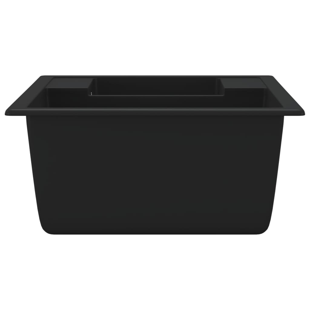 vidaXL Kitchen Sink with Overflow Hole Double Basins Black Granite