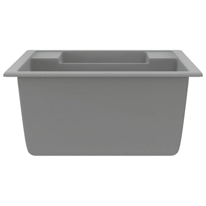 vidaXL Kitchen Sink with Overflow Hole Double Basins Grey Granite