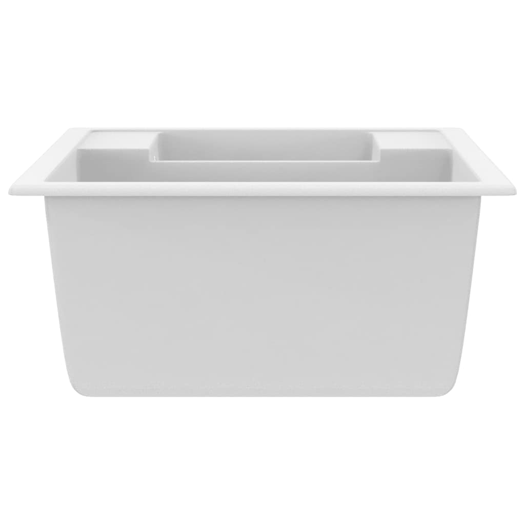 vidaXL Kitchen Sink with Overflow Hole Double Basins White Granite
