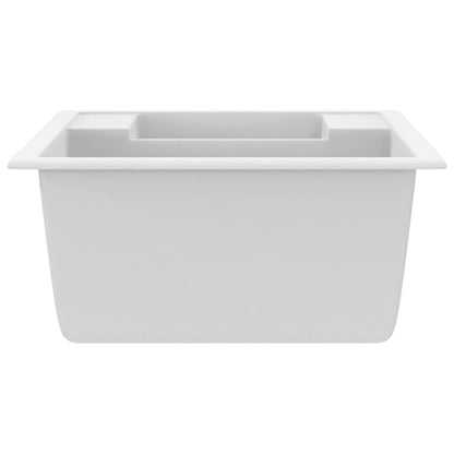 vidaXL Kitchen Sink with Overflow Hole Double Basins White Granite