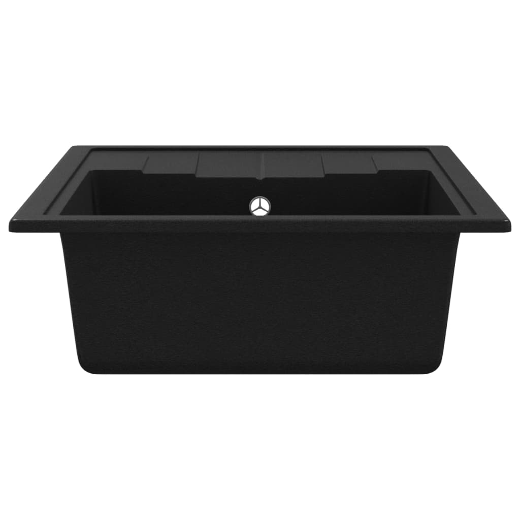 vidaXL Kitchen Sink with Overflow Hole Oval Black Granite