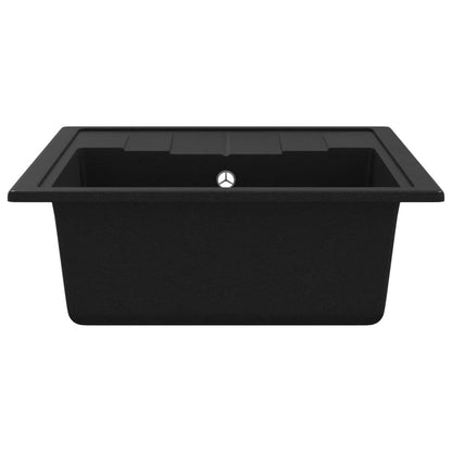 vidaXL Kitchen Sink with Overflow Hole Oval Black Granite