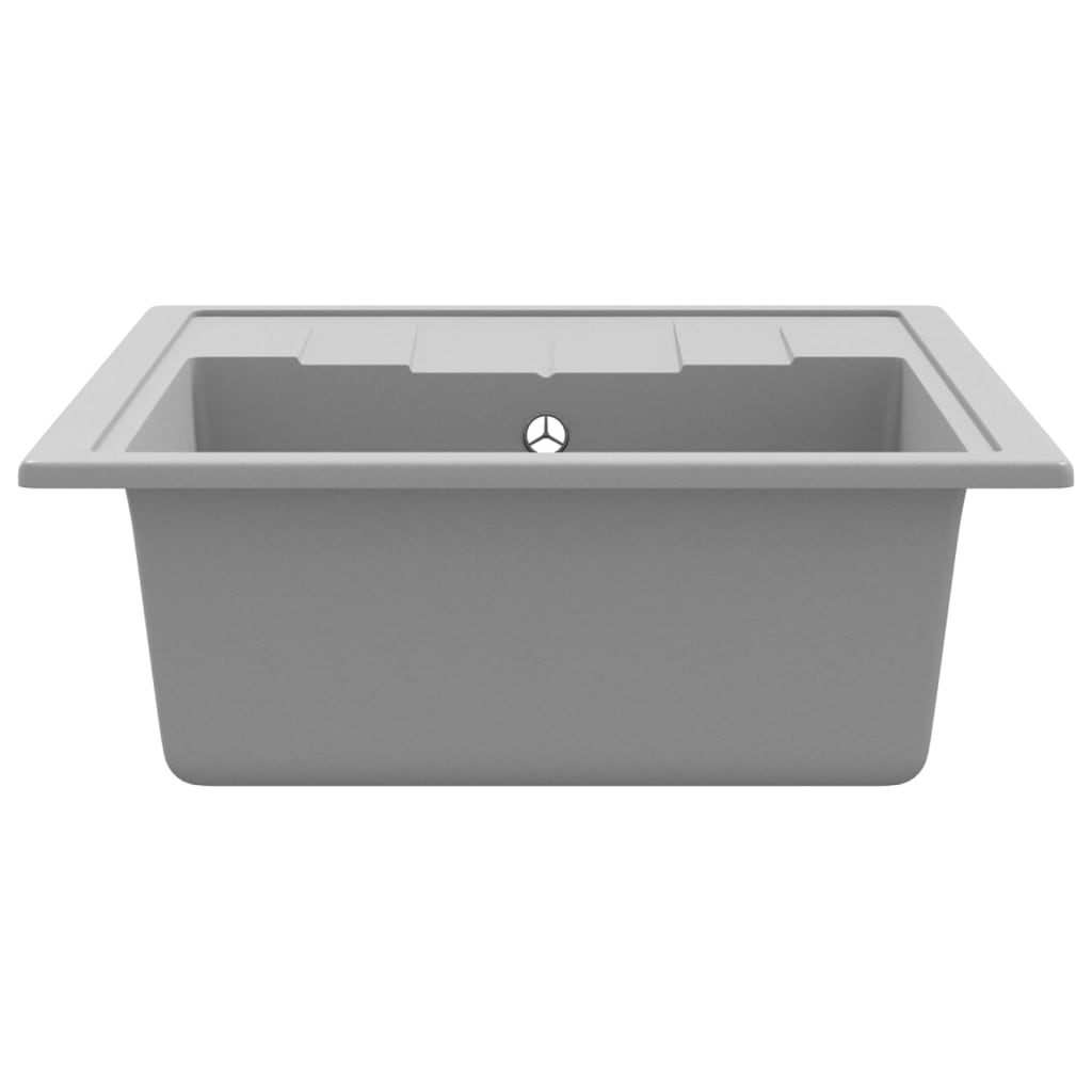 vidaXL Kitchen Sink with Overflow Hole Oval Grey Granite