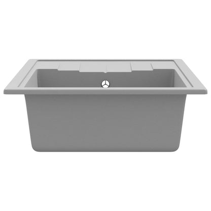 vidaXL Kitchen Sink with Overflow Hole Oval Grey Granite