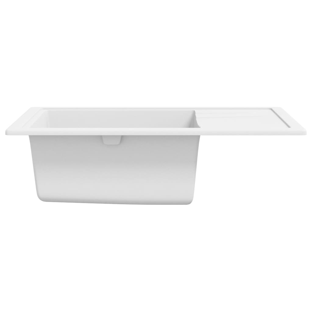 vidaXL Kitchen Sink with Overflow Hole Oval White Granite
