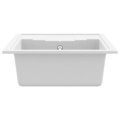 vidaXL Kitchen Sink with Overflow Hole Oval White Granite