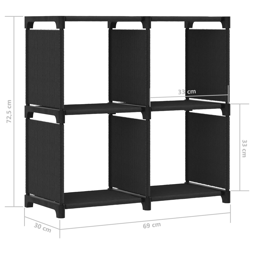 vidaXL 4-Cube Display Shelf Black 69x30x72.5 cm Fabric