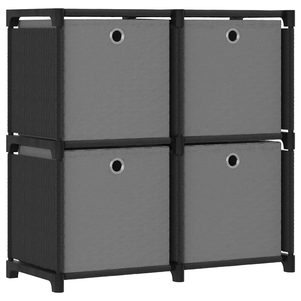 vidaXL 4-Cube Display Shelf with Boxes Black 69x30x72.5 cm Fabric
