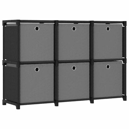 322607 vidaXL 6-Cube Display Shelf with Boxes Black 103x30x72,5 cm Fabric