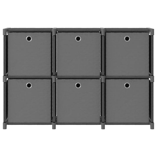 vidaXL 6-Cube Display Shelf with Boxes Grey 103x30x72.5 cm Fabric