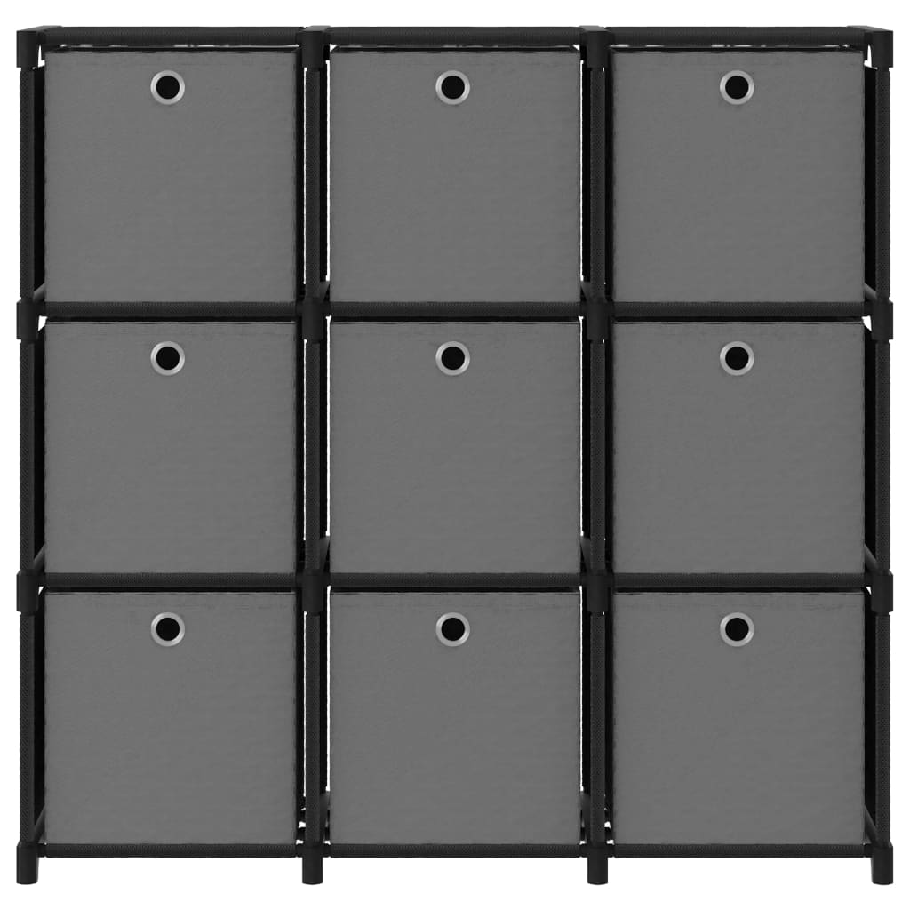 vidaXL 9-Cube Display Shelf with Boxes Black 103x30x107.5 cm Fabric