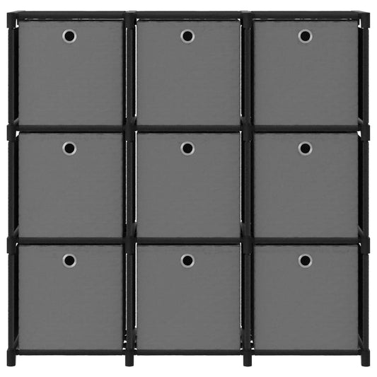 vidaXL 9-Cube Display Shelf with Boxes Black 103x30x107.5 cm Fabric
