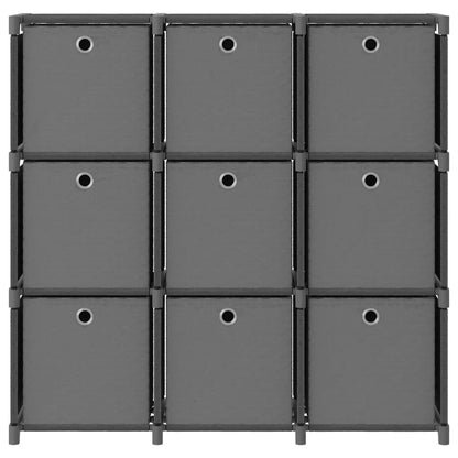 vidaXL 9-Cube Display Shelf with Boxes Grey 103x30x107.5 cm Fabric