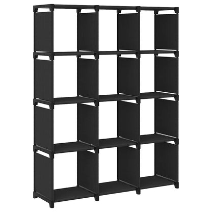 322614 vidaXL 12-Cube Display Shelf Black 103x30x141 cm Fabric