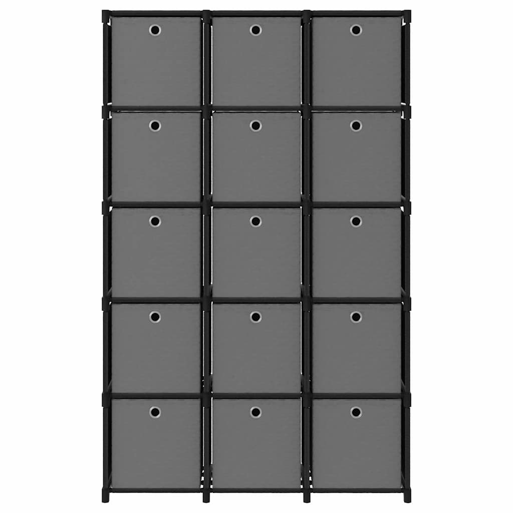 322619 vidaXL 15-Cube Display Shelf with Boxes Black 103x30x175,5 cm Fabric