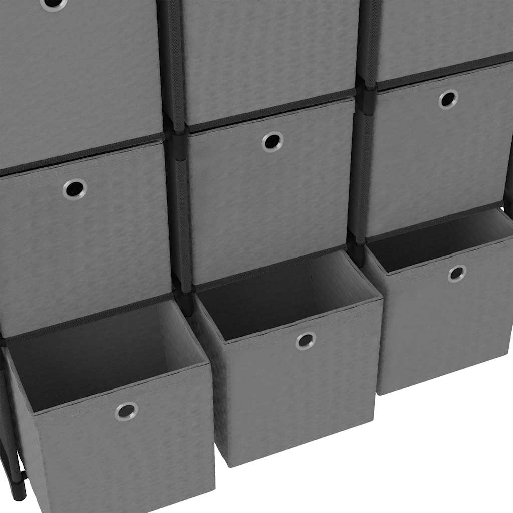 322619 vidaXL 15-Cube Display Shelf with Boxes Black 103x30x175,5 cm Fabric