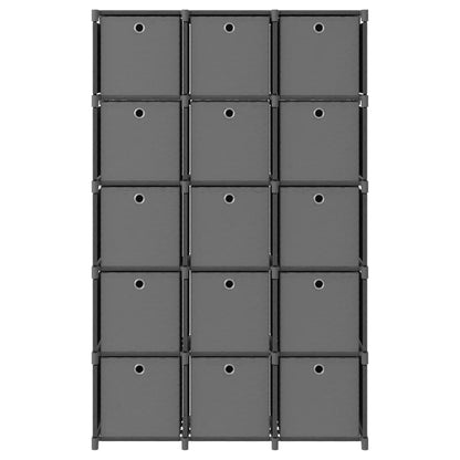 vidaXL 15-Cube Display Shelf with Boxes Grey 103x30x175.5 cm Fabric