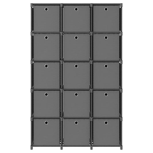 vidaXL 15-Cube Display Shelf with Boxes Grey 103x30x175.5 cm Fabric