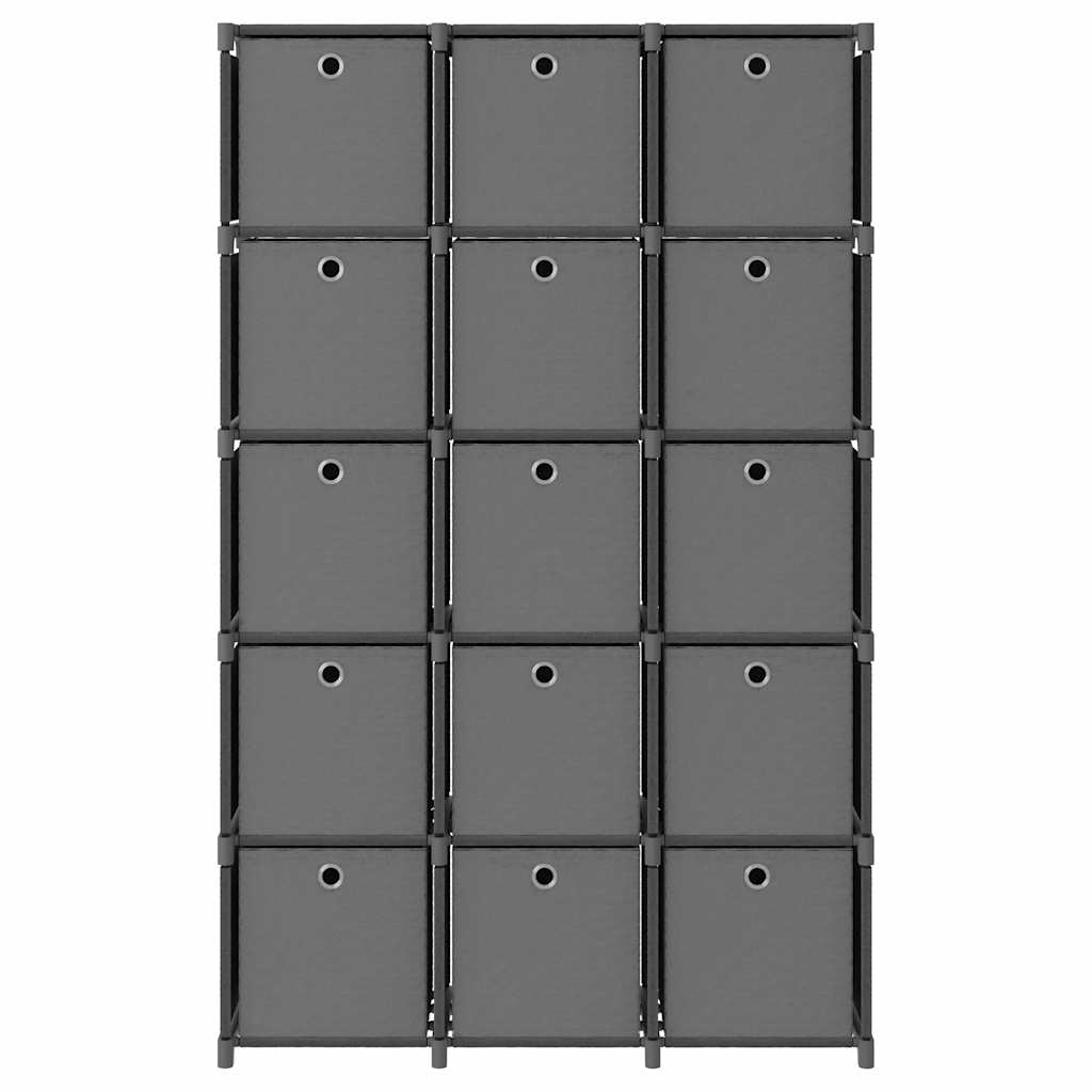322621 vidaXL 15-Cube Display Shelf with Boxes Grey 103x30x175,5 cm Fabric