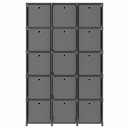 322621 vidaXL 15-Cube Display Shelf with Boxes Grey 103x30x175,5 cm Fabric