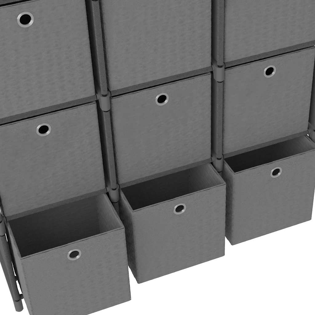322621 vidaXL 15-Cube Display Shelf with Boxes Grey 103x30x175,5 cm Fabric