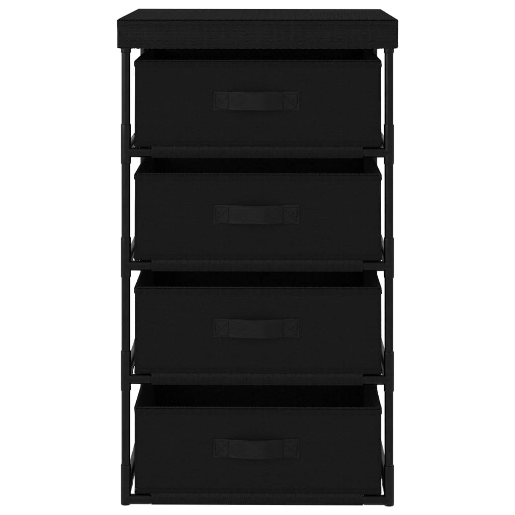 vidaXL Storage Rack with 4 Fabric Baskets Steel Black