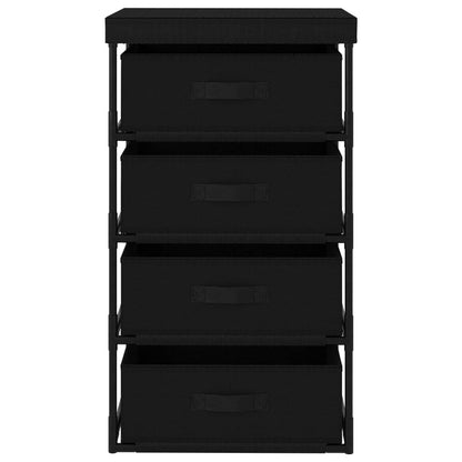 vidaXL Storage Rack with 4 Fabric Baskets Steel Black