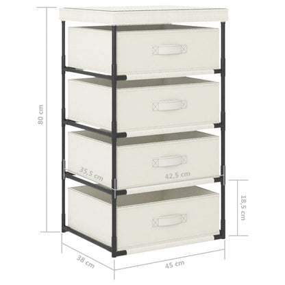 vidaXL Storage Rack with 4 Fabric Baskets Steel Cream
