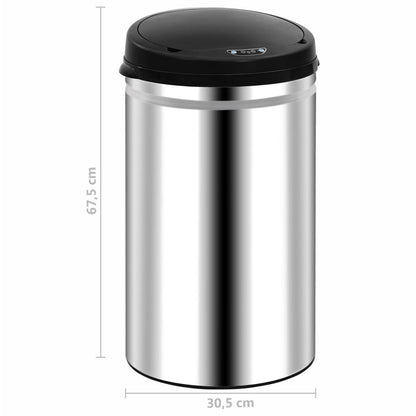 vidaXL Automatic Sensor Dustbin 40 L Stainless Steel