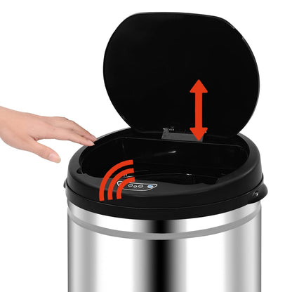 vidaXL Automatic Sensor Dustbin 50 L Stainless Steel