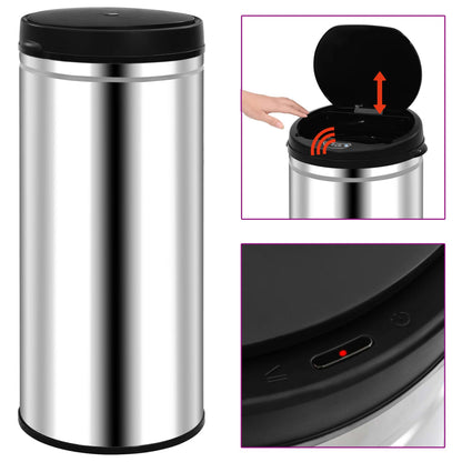vidaXL Automatic Sensor Dustbin 80 L Stainless Steel