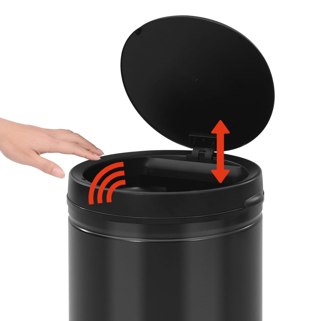 vidaXL Automatic Sensor Dustbin 70 L Carbon Steel Black