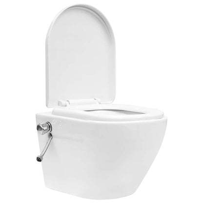 vidaXL Wall Hung Rimless Toilet with Concealed Cistern Ceramic White