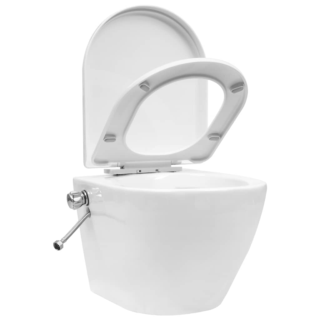 vidaXL Wall Hung Rimless Toilet with Concealed Cistern Ceramic White