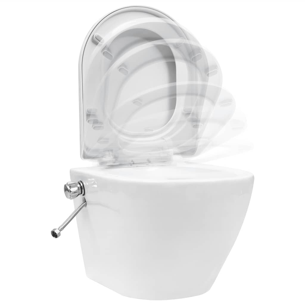 vidaXL Wall Hung Rimless Toilet with Concealed Cistern Ceramic White