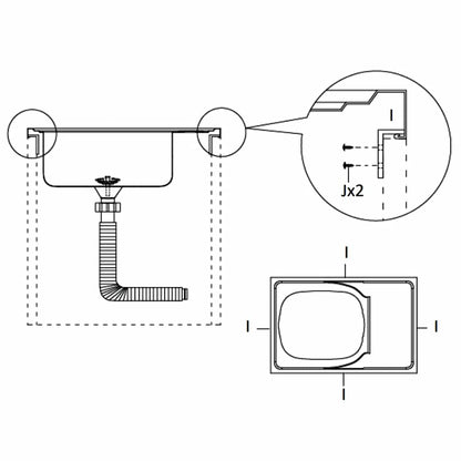 vidaXL Kitchen Sink with Drainer Set Silver 600x500x155 mm Stainless Steel