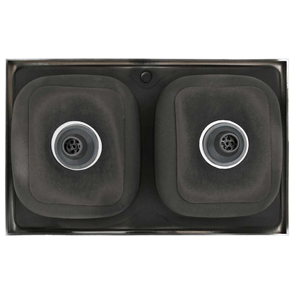 vidaXL Kitchen Sink with Double Basins Silver 800x500x155 mm Stainless Steel