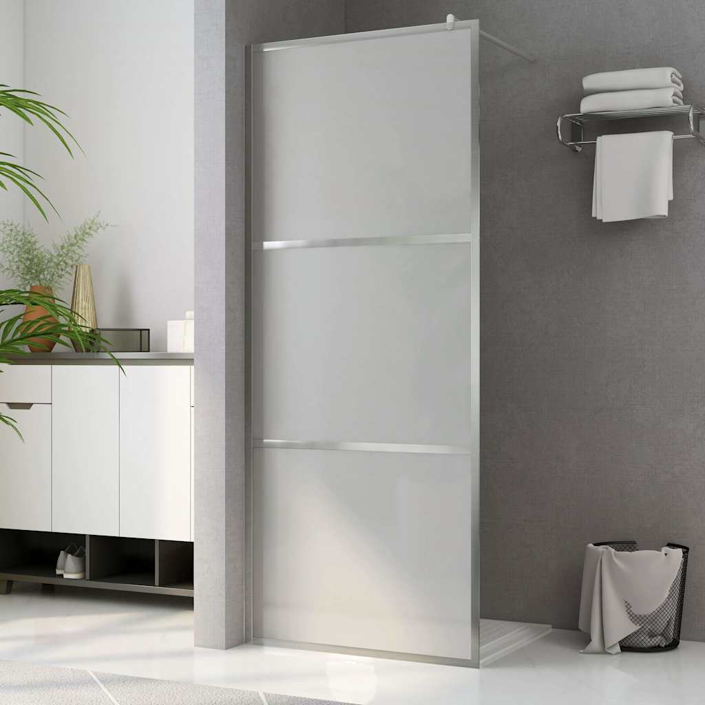 vidaXL Walk-in Shower Wall with Whole Frosted ESG Glass 100x195 cm
