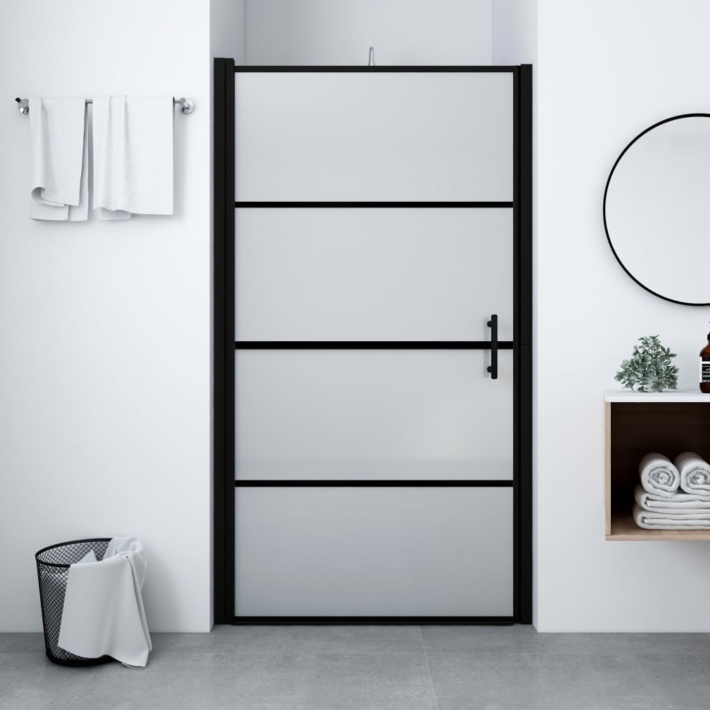 vidaXL Shower Door Frost Tempered Glass 100x178 cm Black