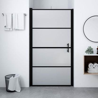 vidaXL Shower Door Frost Tempered Glass 100x178 cm Black
